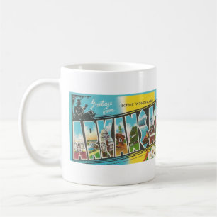 vintage Big Letter ARKANSAS postcard Coffee Mug