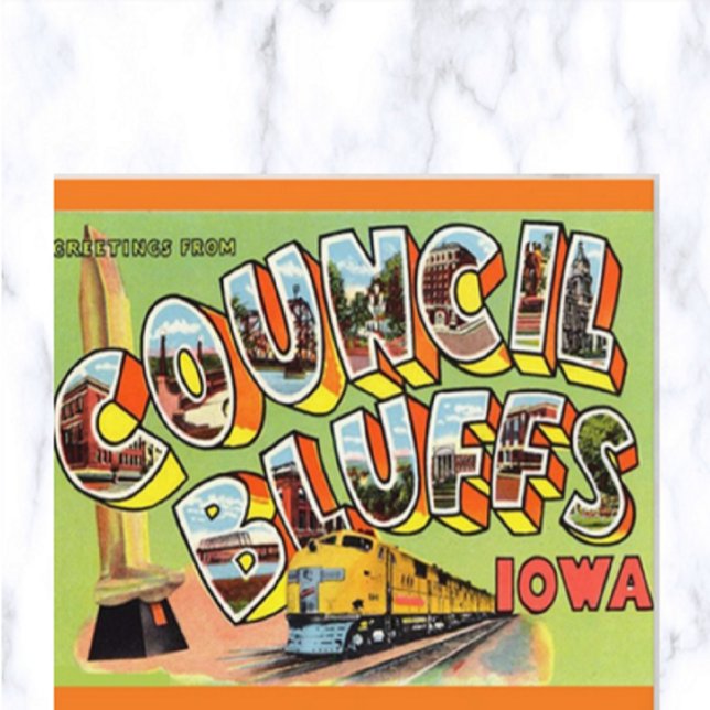 Vintage Big Letter Council Bluffs Iowa Postcard (Creator Uploaded)