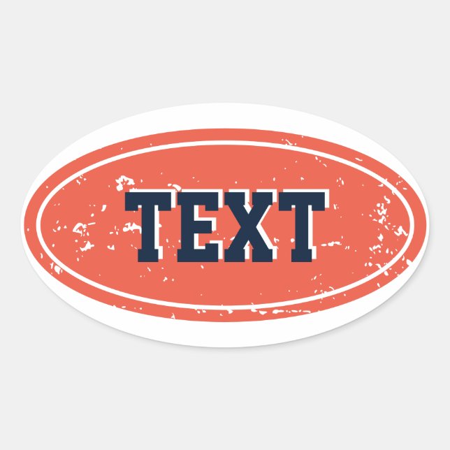Vintage big oval logo stickers with custom text (Front)