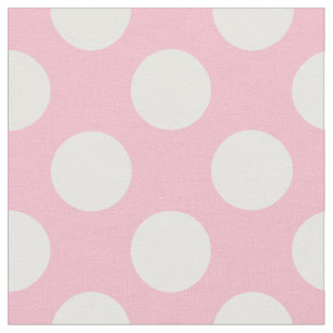 Vintage Big Polka Dots White Pastel Pink Pattern Fabric