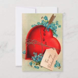 Vintage Big Red Bleeding Heart Valentine Postcard
