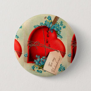 Vintage Big Red Bleeding Heart Valentine Postcard 2 Inch Round Button