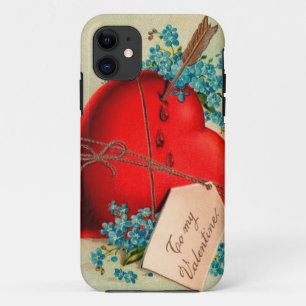 Vintage Big Red Bleeding Heart Valentine Postcard iPhone 11 Case