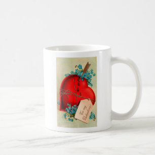 Vintage Big Red Bleeding Heart Valentine Postcard Coffee Mug