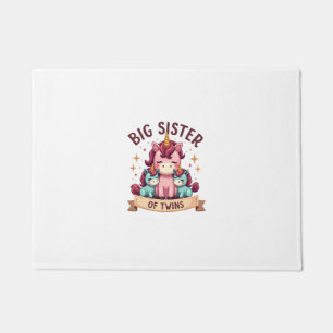 Vintage Big Sister of Twins Unicorn Sisterhood Cut Doormat