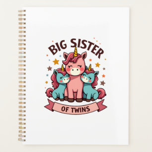 Vintage Big Sister of Twins Unicorn Sisterhood Cut Planner