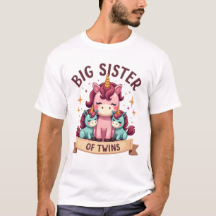 Vintage Big Sister of Twins Unicorn Sisterhood Cut T-Shirt