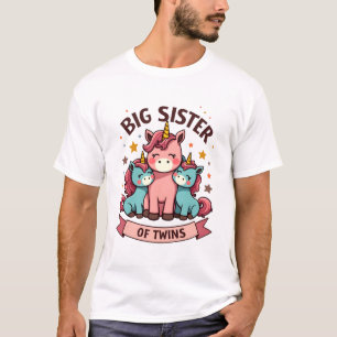 Vintage Big Sister of Twins Unicorn Sisterhood Cut T-Shirt