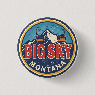 Vintage BIG SKY Montana Ski resort Bozeman mountai 1 Inch Round Button