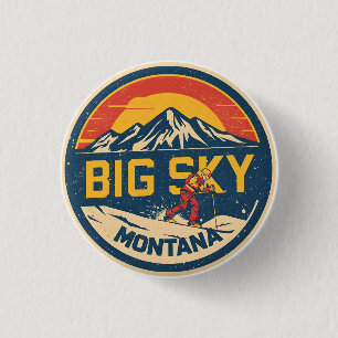 Vintage BIG SKY Montana Ski resort Bozeman mountai 1 Inch Round Button