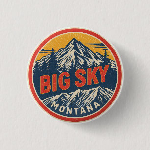 Vintage BIG SKY Montana Ski resort Bozeman mountai 1 Inch Round Button