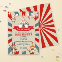 Vintage Big Top Circus Animals Carnival Birthday