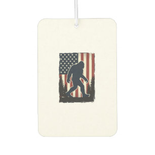 Vintage Bigfoot American Flag Forest Vector Design Air Freshener