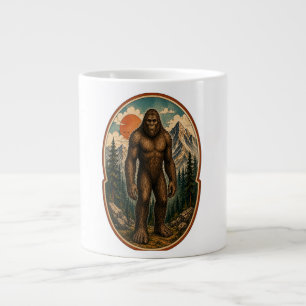 Vintage Bigfoot Mountain Guardian Watercolor Crypt Large Coffee Mug