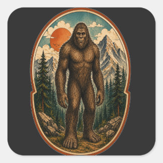 Vintage Bigfoot Mountain Guardian Watercolor Crypt Square Sticker