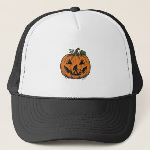 Vintage Bigfoot Pumpkin Halloween Vector Design_1 Trucker Hat