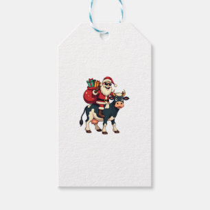 Vintage Bigfoot Santa Riding Cow Christmas Funny F Gift Tags