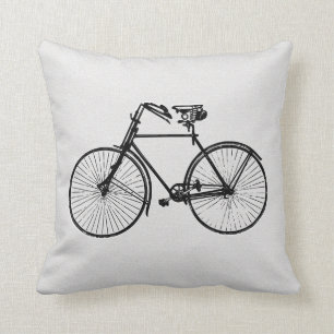 Vintage bike bicycle black white Throw pillow