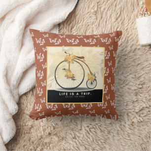Vintage Bike   Enjoy the Ride Throw Pillow