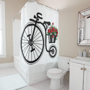 Vintage Bike Flowers Shower Curtain