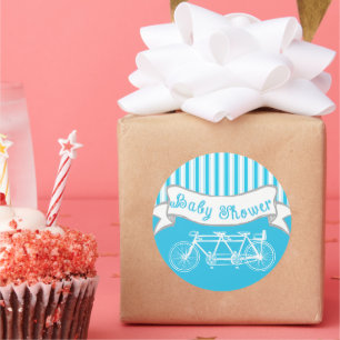 Vintage Bike for Three Baby Boy Shower Sticker