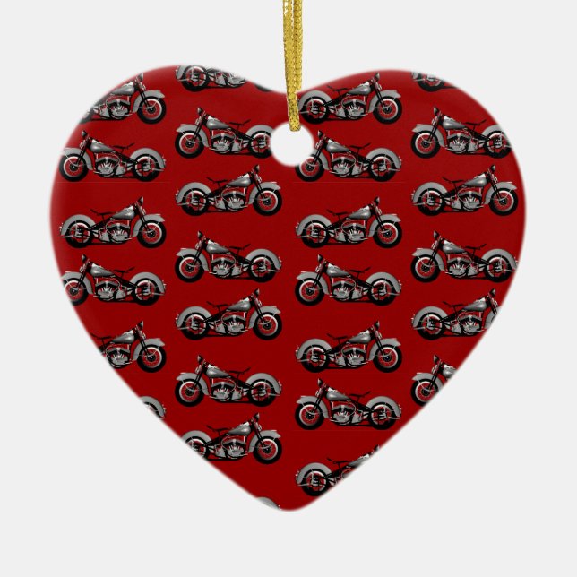 Vintage Bike Pattern Ceramic Ornament (Front)