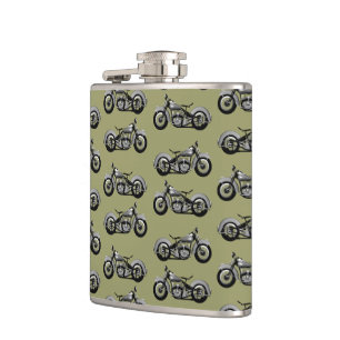 Vintage Bike Pattern Hip Flask