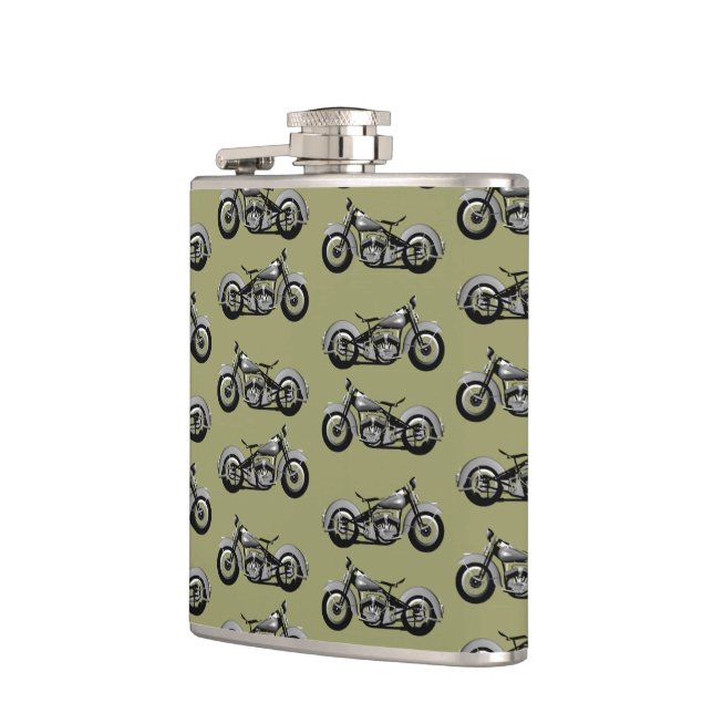 Vintage Bike Pattern Hip Flask (Left)