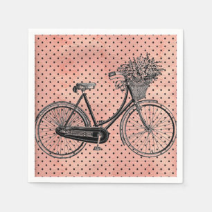 Vintage Bike Pink Polka Dots Party Napkins