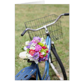 vintage bike with flowers card