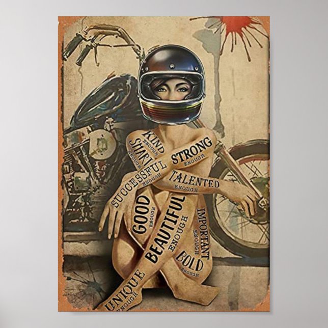 Vintage biker girl poster (Front)