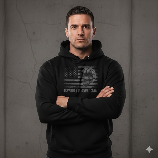 Vintage Biker USA Flag Helmet Hoodie (Creator Uploaded)