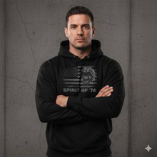 Vintage Biker USA Flag Helmet Skull Hoodie