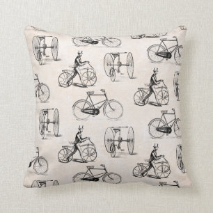 Vintage Bikes and Tricycles Elegant Retro Bike Throw Pillow