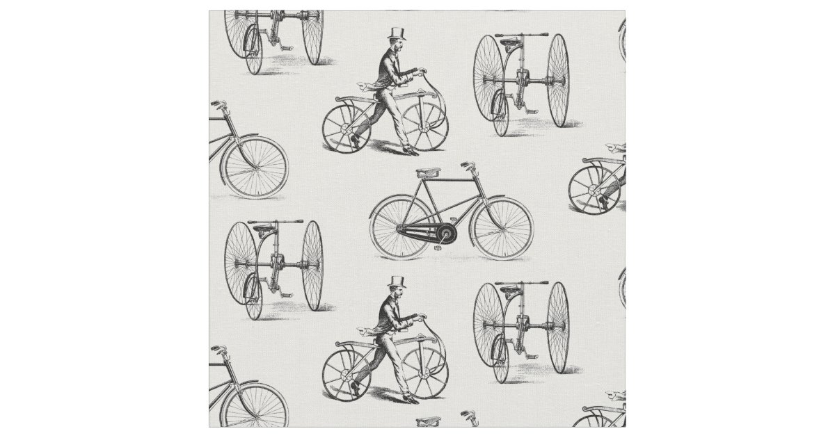 Vintage Bikes Victorian Bicycles Fabric | Zazzle