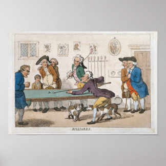 Vintage Billards Print Early Caricatures Poster