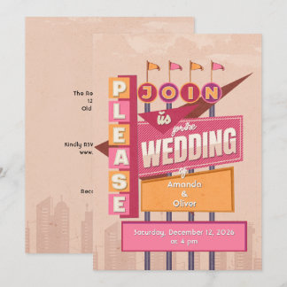 Vintage Billboard Wedding Invitation