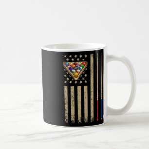 Vintage Billiard American Flag Pool Player Coffee Mug