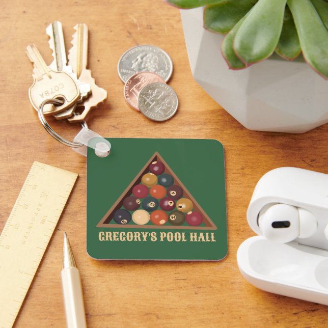 Vintage Billiard Balls Custom Pool Table Themed Keychain (Desk)