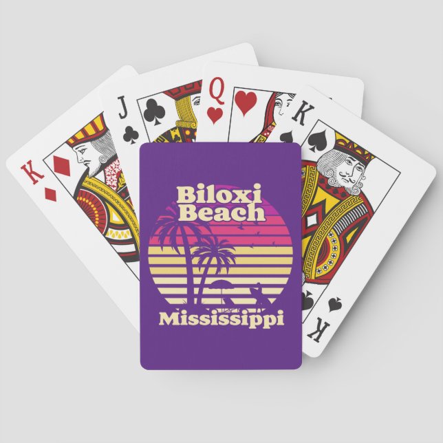 Vintage Biloxi Beach Mississippi Playing Cards (Back)