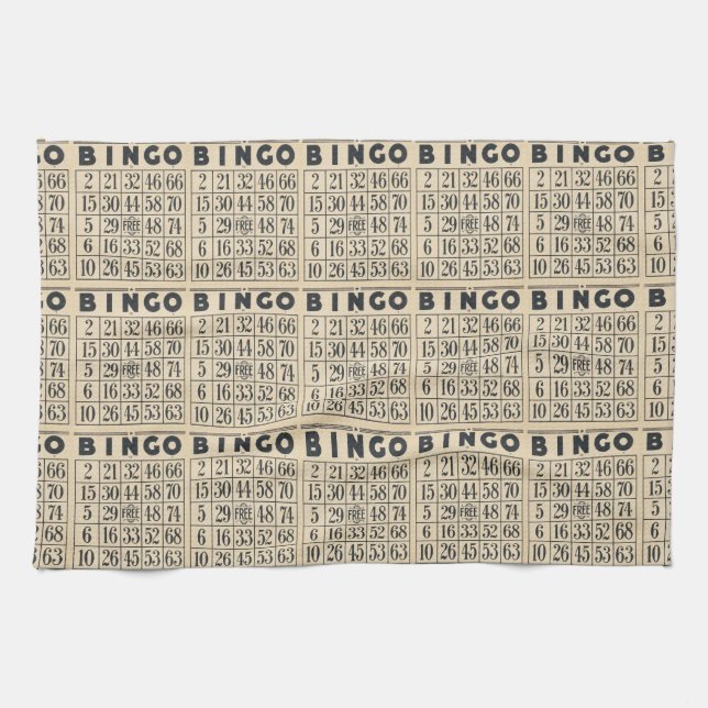 Vintage Bingo Card Kitchen Towel (Horizontal)