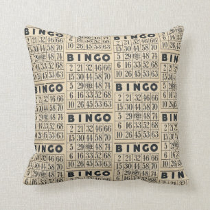 Vintage Bingo Card Pattern Pillow