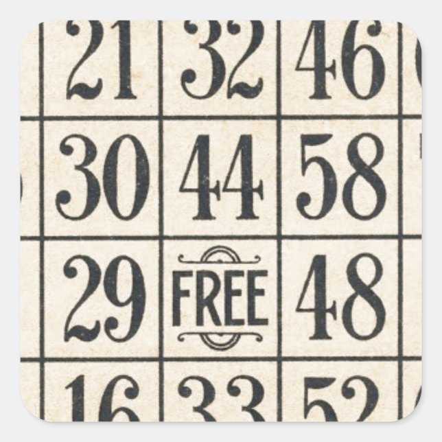 Vintage Bingo Card Square Sticker (Front)