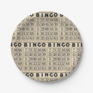 Vintage Bingo Game Card Paper Plates