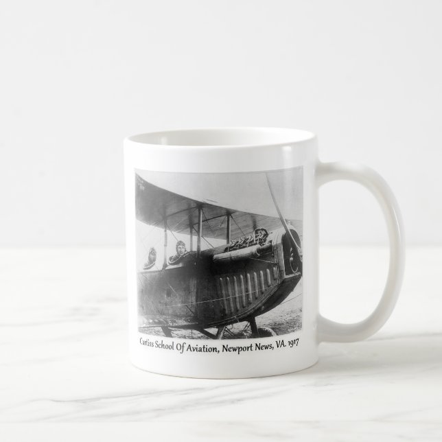 Vintage Biplane Airplane And Pilots Coffee Mug (Right)