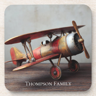 Vintage Biplane Aviation Pilot Home Bar Custom  Coaster