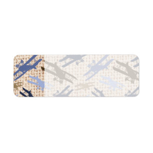 Vintage Biplane Burlap Imprimer Motif d'avion