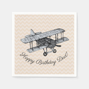 Vintage Biplane Customizable Napkin
