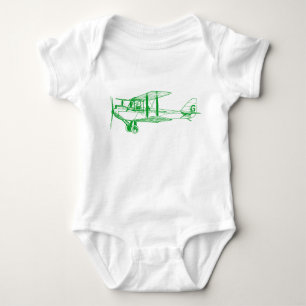 Vintage Biplane - Grass Green Baby Bodysuit
