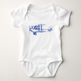 Vintage Biplane - Navy Blue Baby Bodysuit